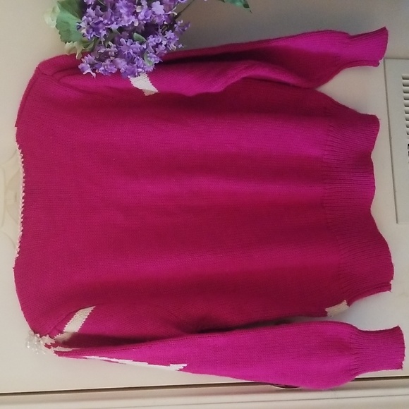 Jaclyn Smith Beautiful Pearl Sweater Large hot pink - Picture 2 of 12